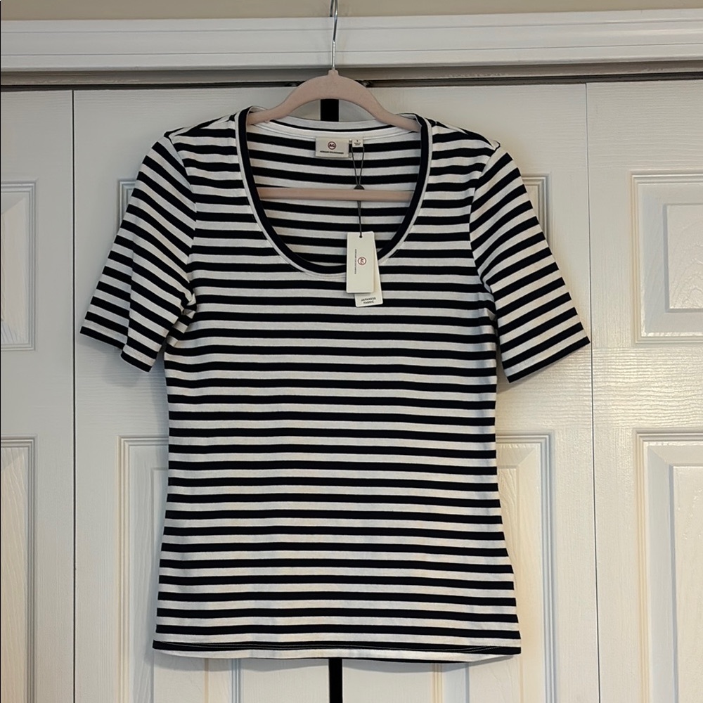 NWT AG Adriano Goldschmied Stripped Short Sleeve Tee-Small